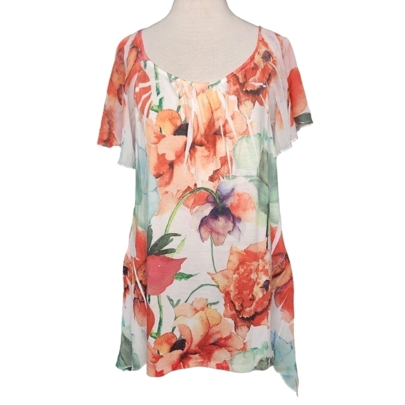 Espresso Flutter Sleeve Top - Picture 1 of 6